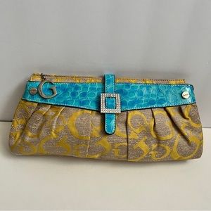 GUESS Fabric and Croc Clutch